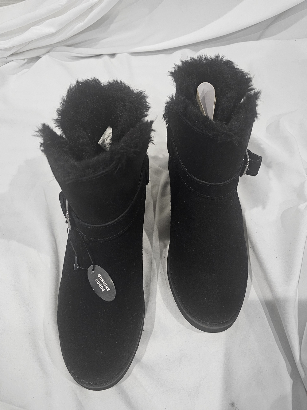 Style & Co. Black Faux-Fur Suede Ankle Booties